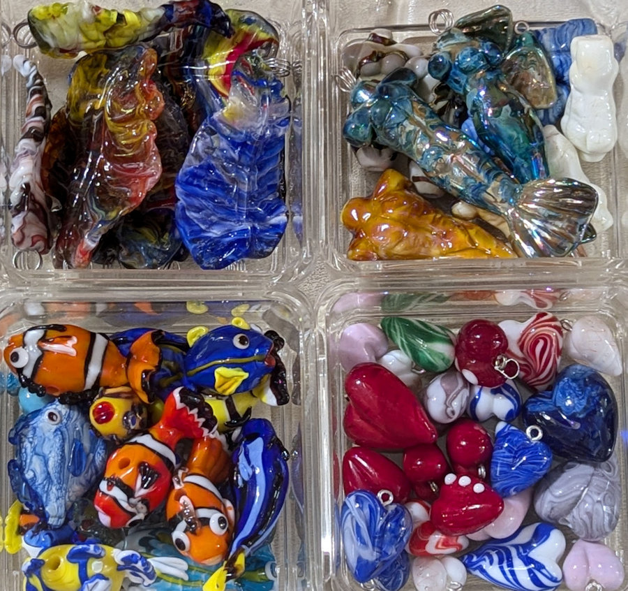 Beads as Fish, Leaves, Hearts and Mermaids
